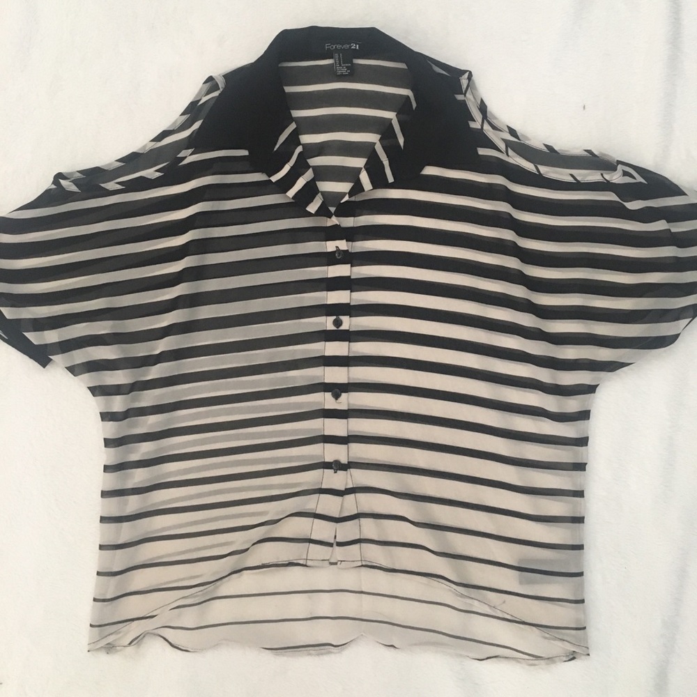 Striped Open-Shoulder Blouse